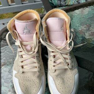 Pink and Beige High-Top Sneakers